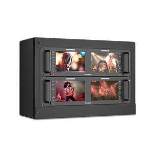 Feelworld and Seetec Dual <strong>7</strong>&quot; Full HD <strong>LCD</strong> Screen 3RU 3G-SDI <strong>HDMI</strong> AV <strong>Input</strong> Rack Mountable Field Monitor for CCTV Broadcasting