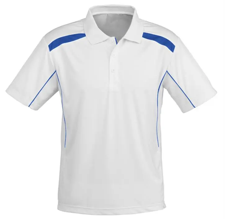 Esportes personalizados bloqueio tecido contraste ombro painéis malha colarinho mens manga curta camisa polo