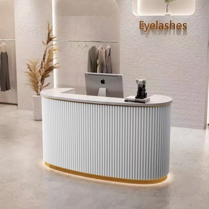 现代定制弧形前台美容院水疗前台收银台柜台接待台小尺寸 - Product Image 4