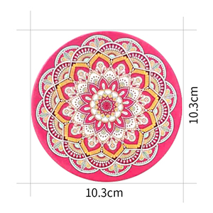 一套6个曼陀罗吸水陶瓷杯垫，带桌子用黑色线架 - Product Image 6