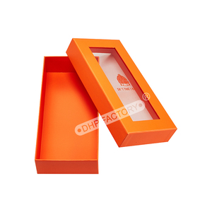Custom Premium Rigid Shiny Orange Gift <strong>Box</strong> <strong>with</strong> <strong>Lid</strong> and Base Square <strong>Rectangle</strong> Packaging <strong>Box</strong> <strong>with</strong> Clear PVC Window for Storage - Product Image 5