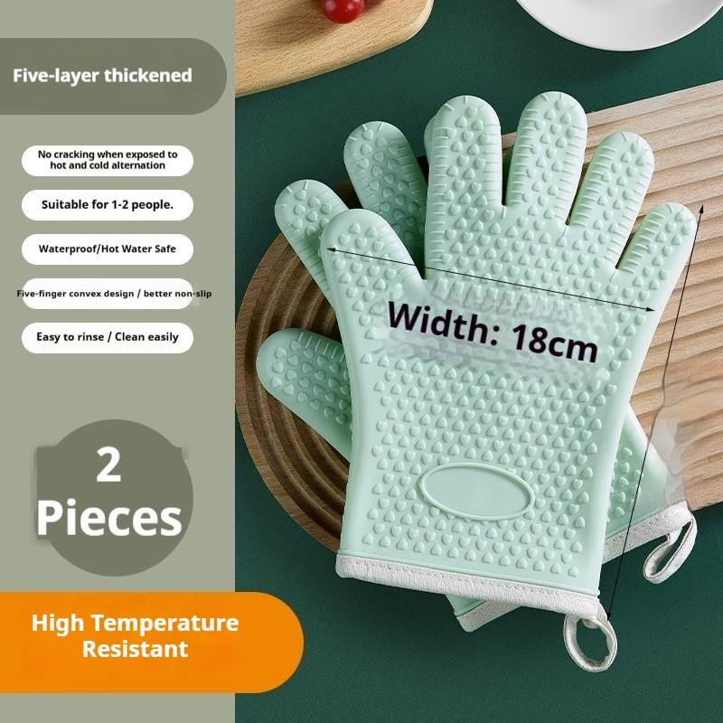 Maniques de four en silicone résistantes à la chaleur à 5 couches (les deux mains)