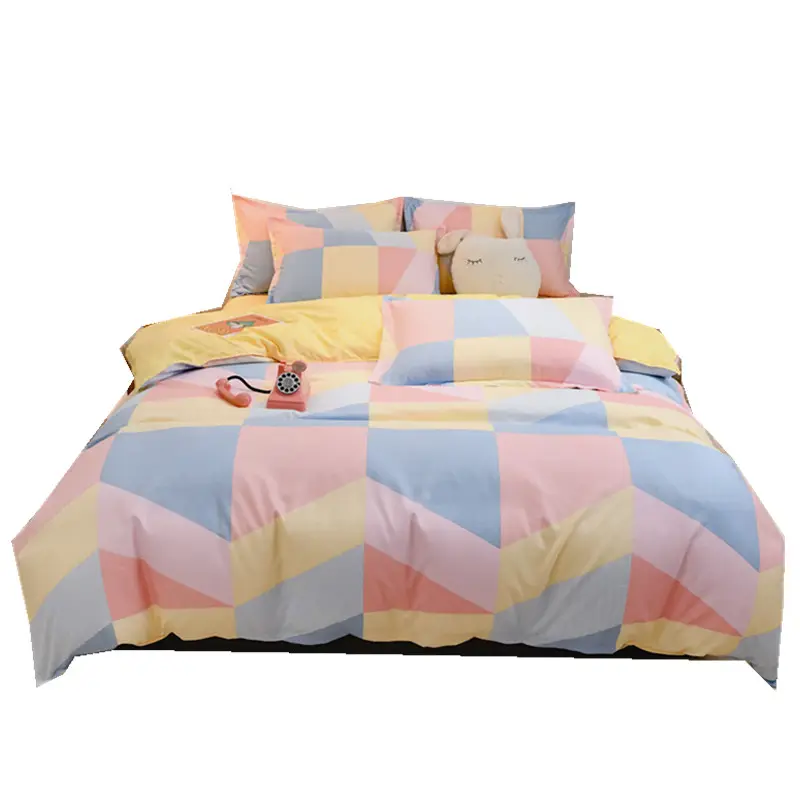 Lenzuola da 4 pezzi Set di biancheria da letto in cotone ecologico Set di biancheria da letto Queen Size a buon mercato per bambini