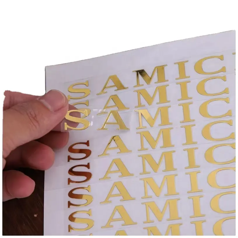 Etiqueta de letras metálicas, adesivos de níquel de ouro para uso em relevo com adesivo 3d de transferência de logotipo