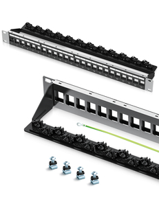 Panel de conexión blindado de 24 puertos adecuado para acoplador con gestión de cables Panel de conexión de red de 19 pulgadas/1U - Product Image 2