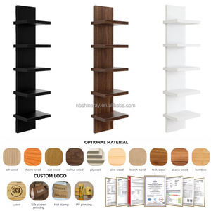 Scaffale Moderno a 5 Ripiani con Telaio in Legno, Mensole da Parete Fluttuanti Rettangolari, Organizer Portagioie per Soggiorno - Product Image 6