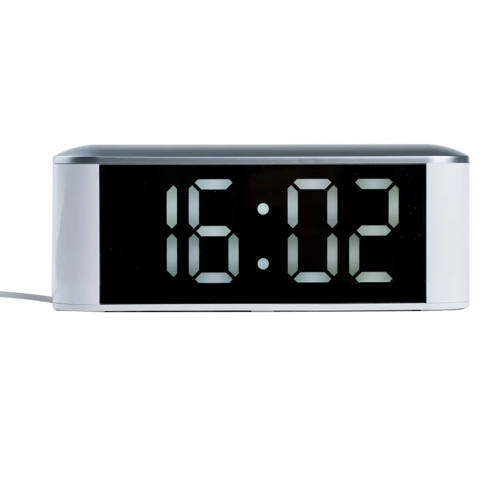 Relógio digital espelhado, dígitos grandes luz de toque led relógio despertador