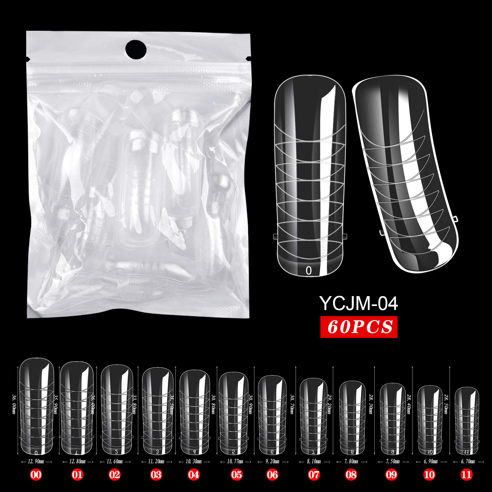 60pcs extension glue nail mold 04