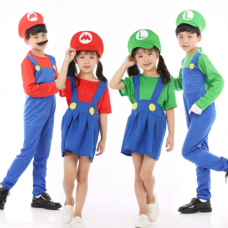 Disfraz de mario bros para Halloween, disfraz de Luigi, Mario, Navidad, para niños y adultos, fiesta, 2020