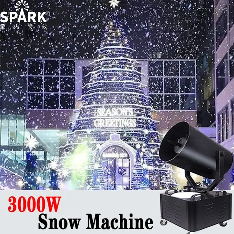 เครื่องทำหิมะ DMX 90องศา3000W แบบมีล้อเครื่องทำหิมะเจ็ทหิมะขนาดใหญ่ SP