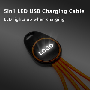 定制金属发光标志充电电缆6合1多合一钥匙扣<span class=keywords><strong>USB</strong></span>充电器电缆促销礼品和纪念品