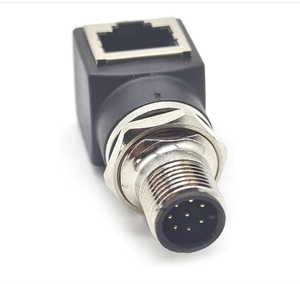 M12 4pin 8pin Connector to RJ45 Plug Male to Famale Adapter a <strong>Style</strong> <strong>Coding</strong> 40A Straight Ethernet Extension Connector Adapter - Product Image 2