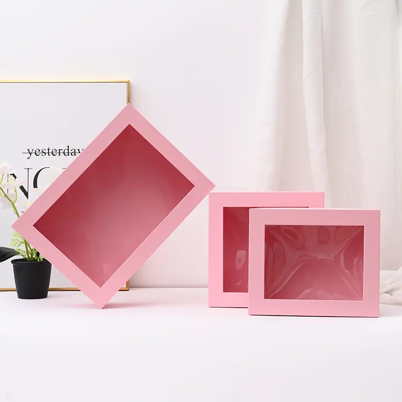Kunden spezifisches populäres Design High-End dekorative Kunststoff fenster starre Pappe Geschenk verpackung Valentinstag Papier Geschenk box