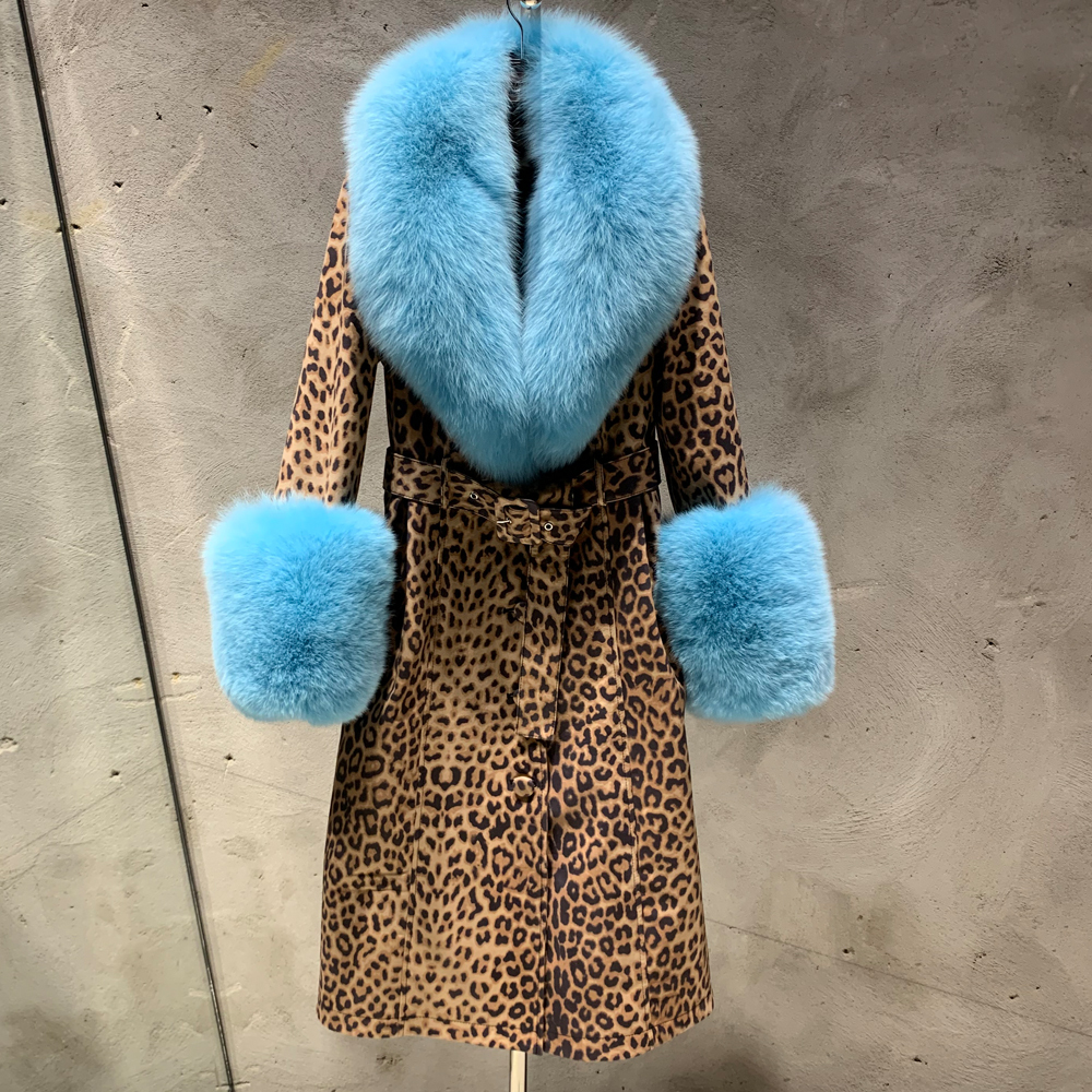 Cow Leopard Pattern+Light Blue Fox