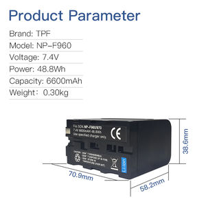 Gerçek kapasite 7.2V 6600mAh dijital kamera pil NP-F960 F970 Sony Dslr kamera için LED ışık - Product Image 2