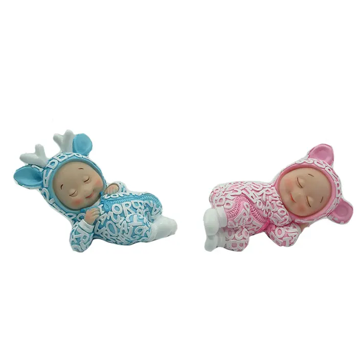 Figurines de petite fille et garçon, en résine, cadeaux de réception, pour fête de naissance