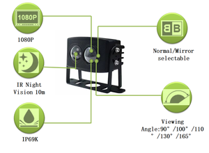 EAPODA 1080P AHD cámara de visión trasera analógica marcha atrás 180 grados ojo de pez impermeable CCTV seguridad autobús camión Monitor de vista lateral