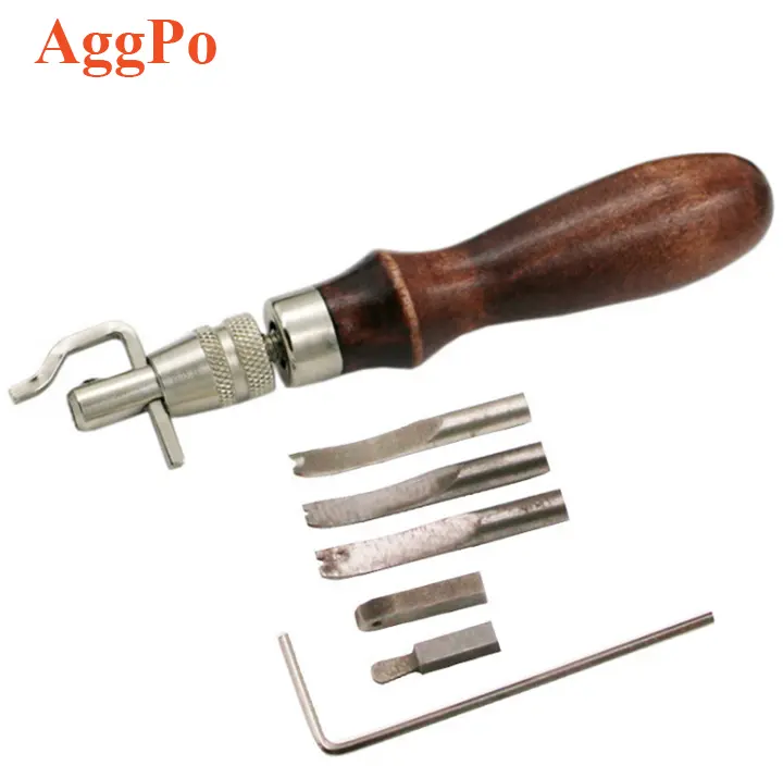Leather Carving Groover Tool, 7 in 1 Stitching Groover and Creasing Edge Beveler Kit, Leather Edge Stitching Tool Set