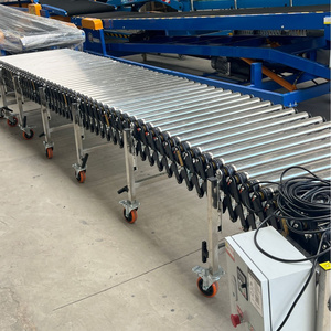 Caja de papel Transportador de rodillos expandible flexible motorizado de dos direcciones para carga de camiones contenedores Descarga