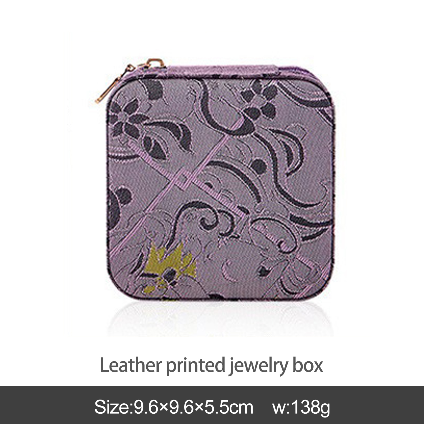 Boîte à bijoux imprimée en cuir violet