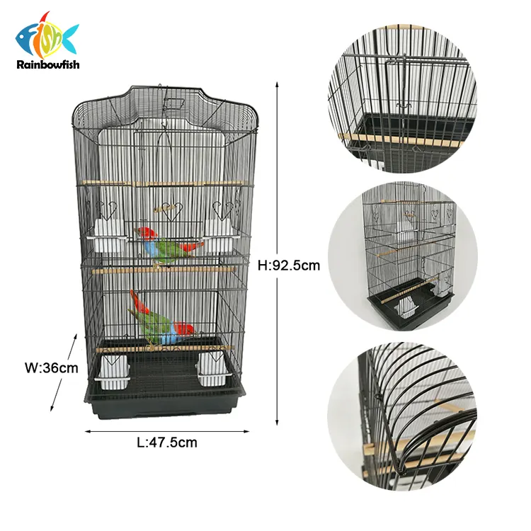 Cage à oiseaux entièrement métallique de 47x36x92cm, abri pliable pour les oiseaux, 3 couches, pour le transport de perroquets, en acier inoxydable
