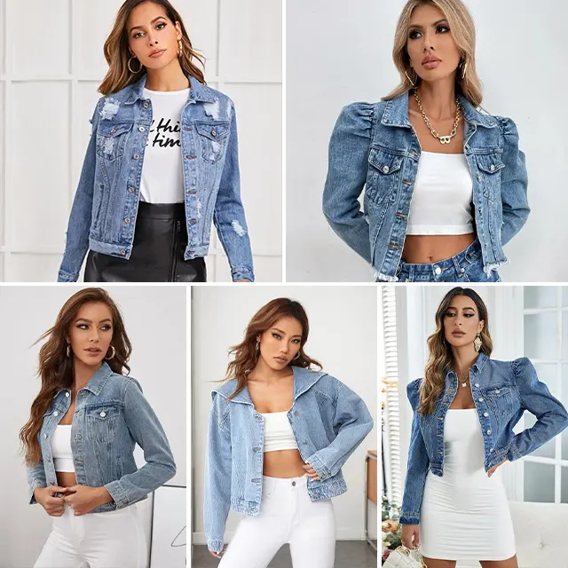 Produsen langsung jaket denim wanita harga rendah atasan grosir pakaian bekas termurah