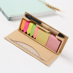 Regalos promocionales personalizados Eco Sticky Notes Box Set cubo blocs de notas Bloc de notas con etiqueta de índice y bolígrafo - Product Image 4
