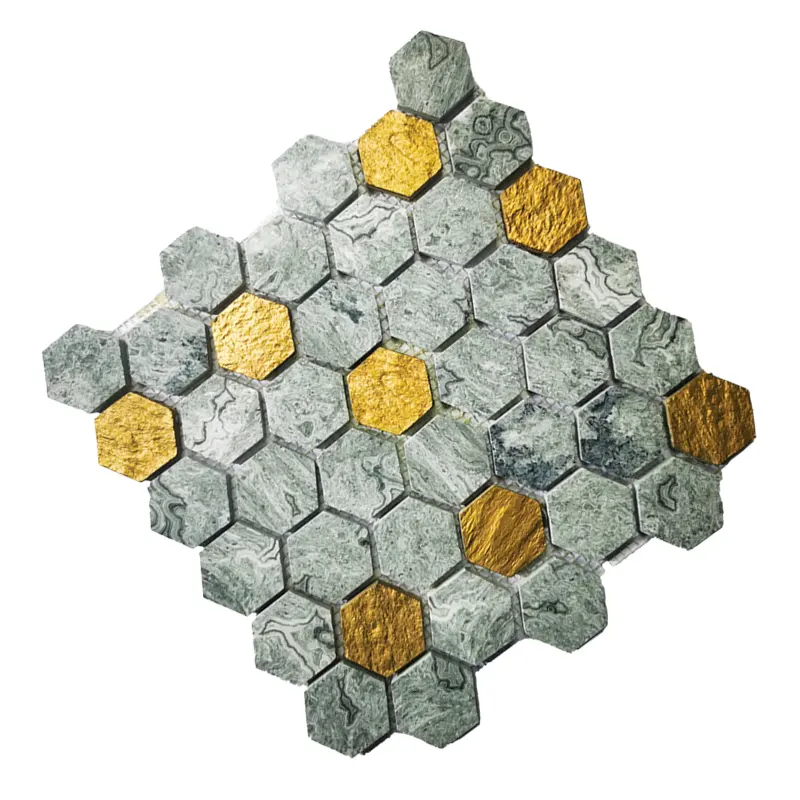 Mosaicos de resina de mármol personalizados de fábrica mosaicos hexagonales de decoración de baño de alta calidad