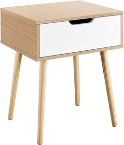 实木腿客厅端侧桌，带储物抽屉木质控制台桌 - Product Image 1
