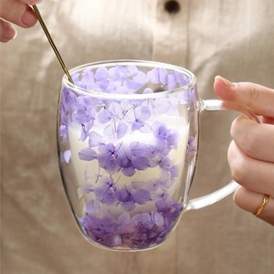 Yüksek sıcaklığa dayanıklı ısıya dayanıklı ve ısıya dayanıklı yaratıcı çift katmanlı akan kum fincan kurutulmuş çiçekler ile - Product Image 4