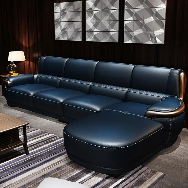 耐久性のある革張りのソファ、最新のソファデザインのリビングルーム用家具