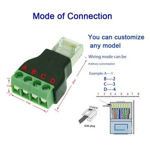 RJ45 a 485 terminal Ethernet RJ45 8P8C Enchufe macho a convertidor de adaptador de terminal de tornillo de 4 pines - Product Image 3
