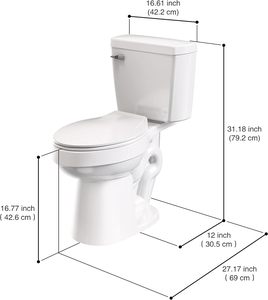 Uzun iki parçalı uzatılmış tuvalet, ADA ekstra uzun boylu tuvalet güçlü tek floş 1.28 GPF 12 inç kaba tuvalet uzatılmış - Product Image 2