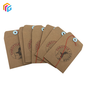 回收印刷定制标志棕色纸板纽扣牛皮纸信封，带棕色细绳 - Product Image 1