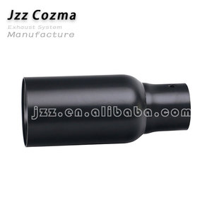 Parlak siyah egzoz araba İpucu 304 paslanmaz evrensel <span class=keywords><strong>50mm</strong></span> giriş 76mm çıkış 178mm toplam uzunluk egzoz sonu susturucu İpuçları değiştirmek