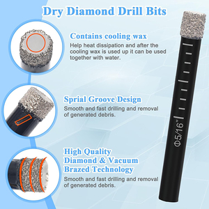 DZ 9pcs Diamond <strong>Drill</strong> <strong>Bits</strong> Set 1/4 5/16 3/8 Shank 1/2 Inch Masonry &amp; Core <strong>Drill</strong> <strong>Bits</strong> for Hard Materials