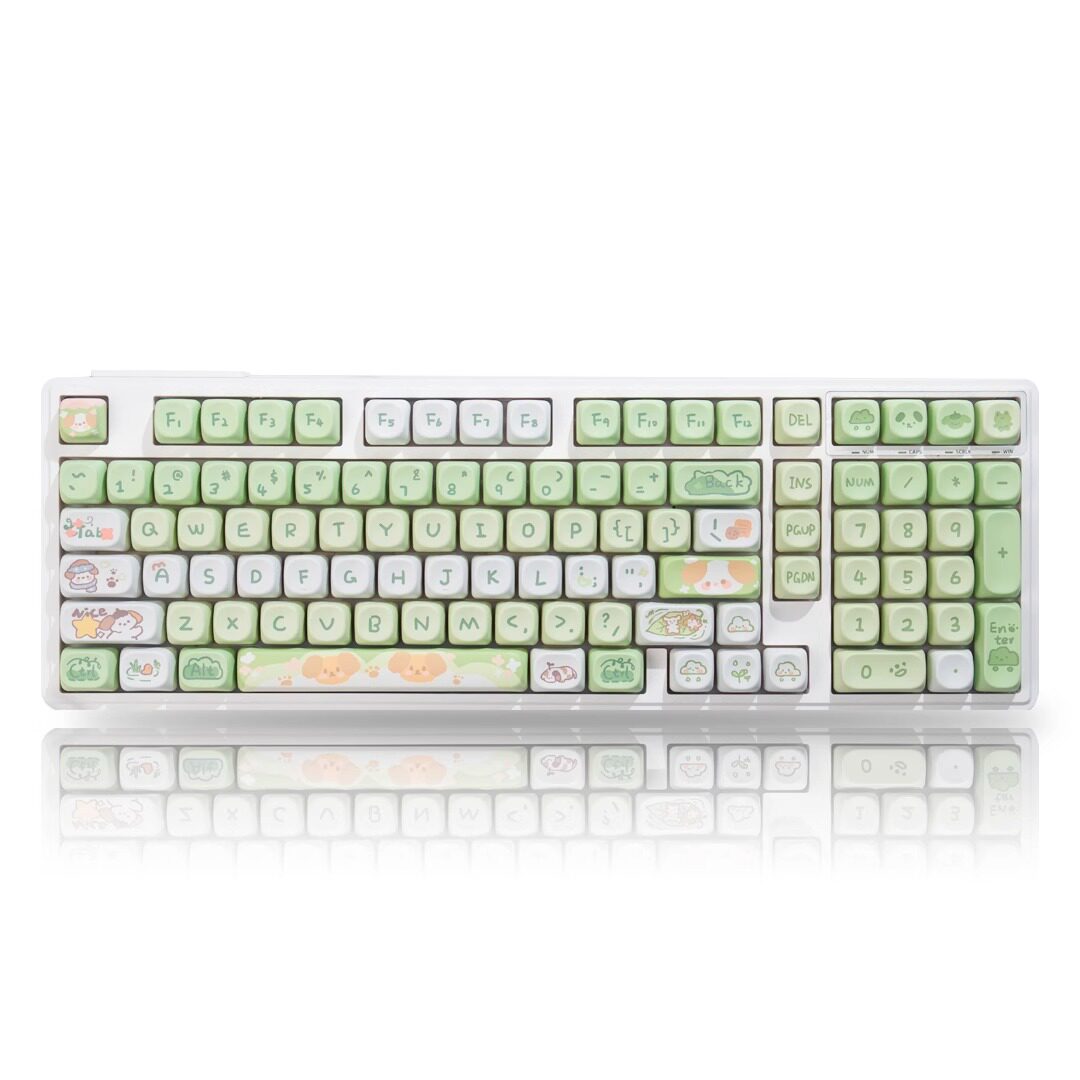White-YG102 Keyboard+M-OA Matcha DogKeycaps