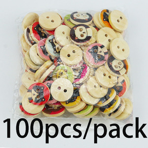 (100 adet/paket) 15mm 2-Hole yuvarlak kedi desen ahşap düğmeler çocuklar için kazak Flatback tarzı düğme DIY - Product Image 4