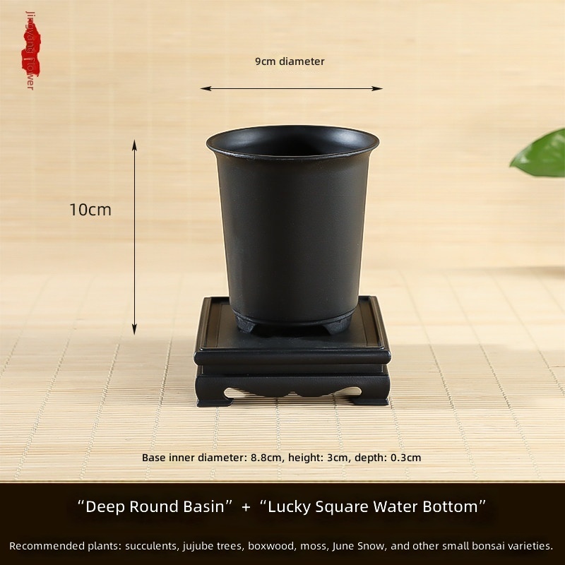 Resin-jet black-9cm diameter10cm height with base
