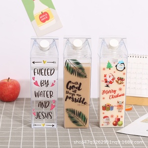 ユニセックス500ML-1000MLスクエアプラスチックミルクカップ、ビジネスギフトやフェスティバル用の直接飲用ネットレッド爆発デザイン - Product Image 4