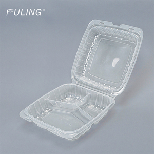 FULING temizle tek kullanımlık kapaklı MFPP menteşeli çıkar kutusu 8x8 9x9 inç 1 3 bölmeli yemek kapları için restoran Take Away - Product Image 4