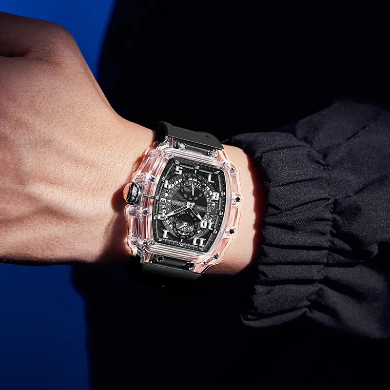 Relógio de quartzo com pulseira de silicone, caixa de plástico à prova d'água para adolescentes, novidade da moda, novo de 2024