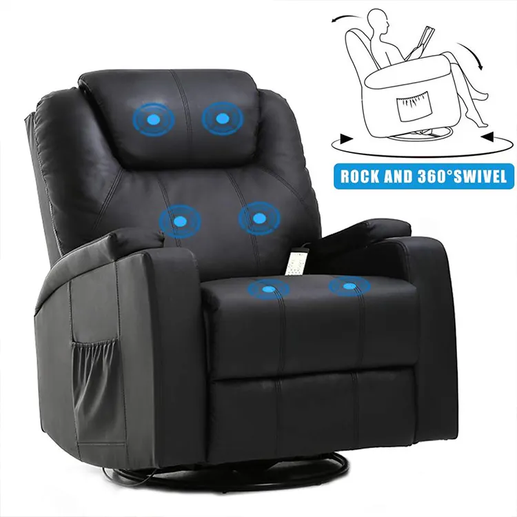 Accueil puissance canapé en cuir Pu confortable Massage pivotant électrique en cuir paresseux garçon inclinable canapé chaise