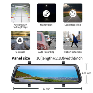 Rear View Mirror Reverse <strong>Camera</strong> 9.66 Inch Touch Screen Streaming Media Dash Cam Car DVR Recorder - Product Image 3