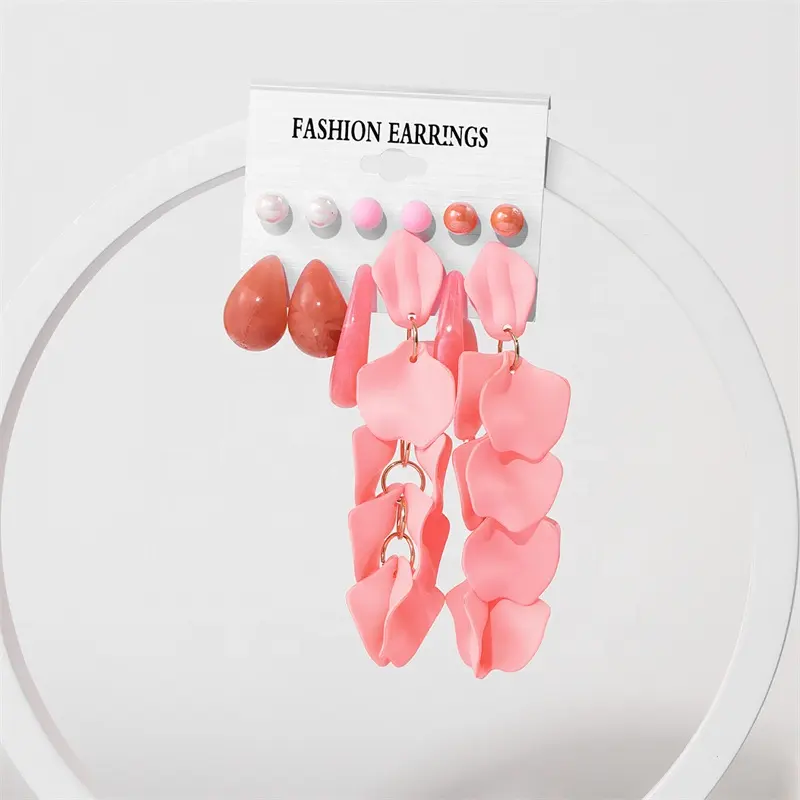 Set di orecchini acrilici di vendita caldi orecchini esagerati fatti a mano geometrici orecchini color caramella per le donne