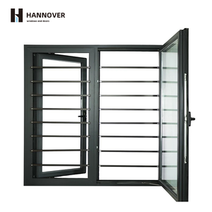 HANNOVER Triple Glazed Casement <strong>Windows</strong> Simple Design with Soundproof and Thermal Black Aluminum Frame Security Bar for Villa - Product Image 2