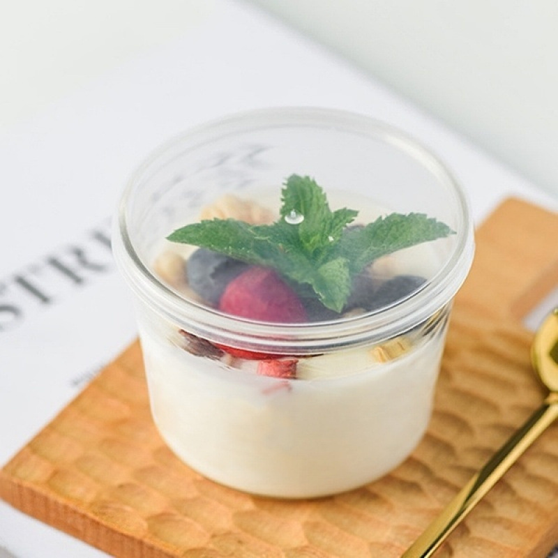 Bol en verre transparent avec couvercle