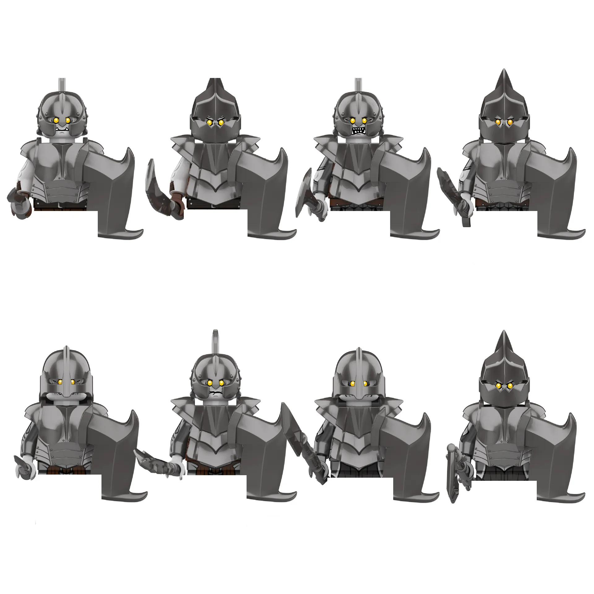 KT1056 ORC Medieval Knight Lord Spartan Soldados Guerreiro Armadura Capacete Escudo Mini Building Blocks Crianças