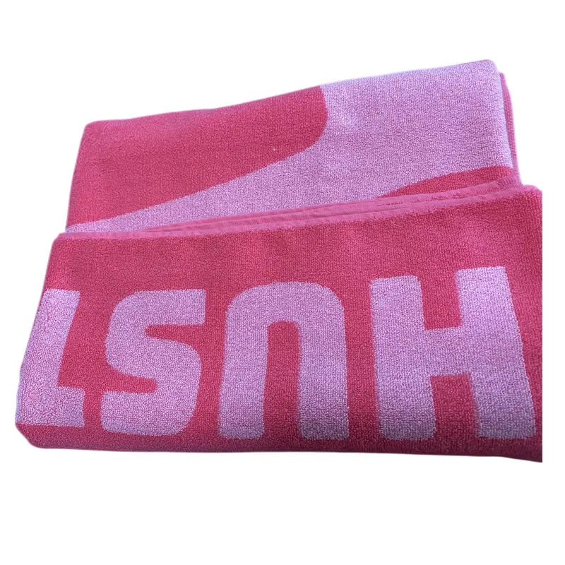 Asciugamani sportivi in cotone con Logo personalizzato doppio lato Jacquard asciugamani da spiaggia in spugna di cotone 100% Sport palestra asciugamani da piscina grandi
