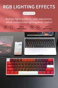 Venta al por mayor RGB HW61 USB C-type Gaming Teclado mecánico mini estilo con función de retroiluminación interruptor inalámbrico - Product Image 2